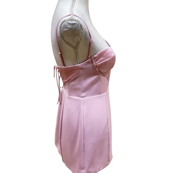 NWT Oh Polly Batch A soft Pink corset mini bodycon Dress criss cross back sz 10 - Picture 9 of 12
